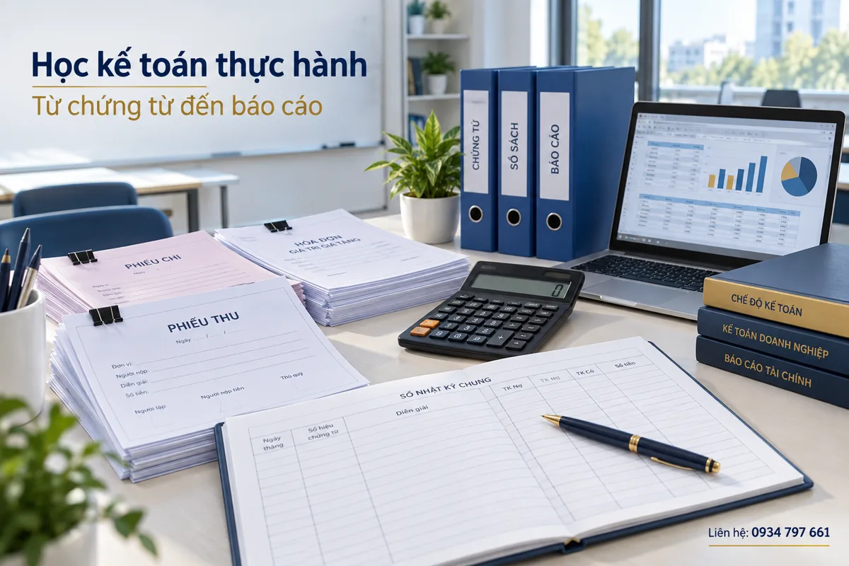 Học kế toán thực hành từ chứng từ đến báo cáo tại Thanh An, liên hệ 0934 797 661