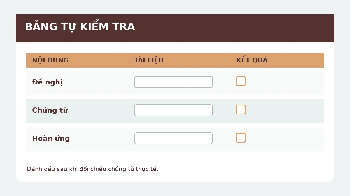 Bảng theo dõi khoản tạm ứng chưa quyết toán