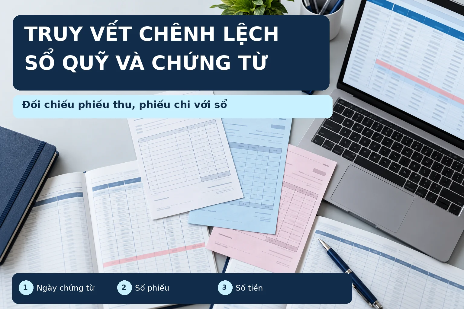 Infographic truy vết chênh lệch giữa sổ quỹ và chứng từ thu chi